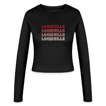 Louisville Vierfach Gradient Wortlogo - Frauen Slim Fit Langarmshirt - Schwarz - Vorne - AI Model Female 172 light (172cm)