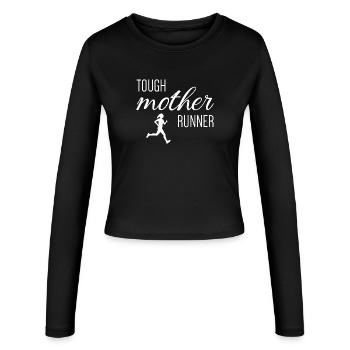 Tough Mother Runner - Frauen Slim Fit Langarmshirt - Schwarz - Vorne - AI Model Female 172 light (172cm)