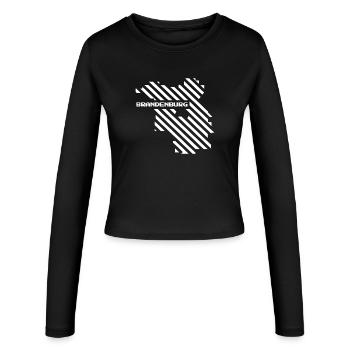 Brandenburg Karte - Frauen Slim Fit Langarmshirt - Schwarz - Vorne - AI Model Female 172 light (172cm)