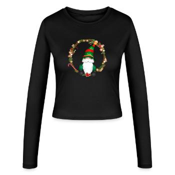 cute elf in the context of Christmas - Women's Slim Fit Longsleeve - black - Front - AI Model Female 172 light (172cm)