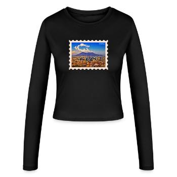 Napoli Skyline Vesuvio - Frauen Slim Fit Langarmshirt - Schwarz - Vorne - AI Model Female 172 light (172cm)