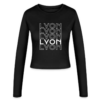 Lyon Typo Grid - Women's Slim Fit Longsleeve - black - Front - AI Model Female 172 light (172cm)