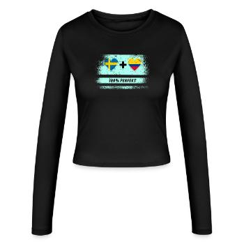 Colombie et Suède 100% parfait / cadeau - Manches longues slim fit Femme - noir - Devant - AI Model Female 172 light (172cm)