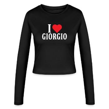 t-shirt J’aime Giorgio idée cadeau t-shirt - Manches longues slim fit Femme - noir - Devant - AI Model Female 172 light (172cm)