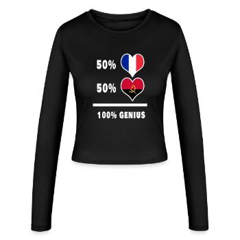 Drapeaux Angola et France 100% génial - Manches longues slim fit Femme - noir - Devant - AI Model Female 172 light (172cm)
