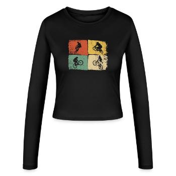 Silhouettes de quad sur blocs de couleur - Manches longues slim fit Femme - noir - Devant - AI Model Female 172 light (172cm)