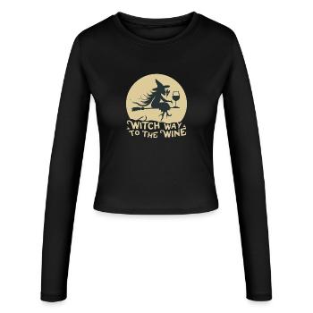 Witch Way to the Wine - Women's Slim Fit Longsleeve - black - Front - AI Model Female 172 light (172cm)