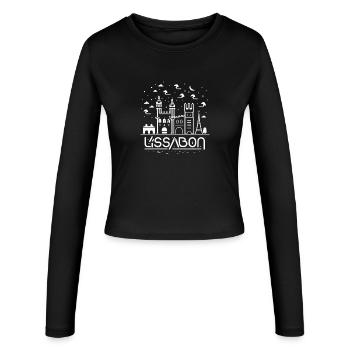 Lisbon Skyline Line Art - Women's Slim Fit Longsleeve - black - Front - AI Model Female 172 light (172cm)