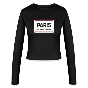 Pariser Ortsschild - Frauen Slim Fit Langarmshirt - Schwarz - Vorne - AI Model Female 172 light (172cm)