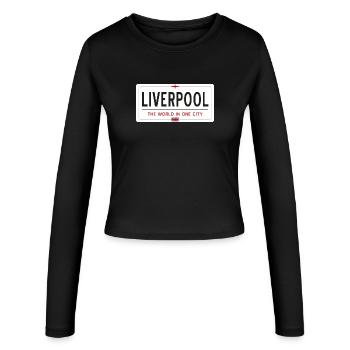 Nom de la ville de Liverpool - Manches longues slim fit Femme - noir - Devant - AI Model Female 172 light (172cm)