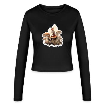 Mignonne chemise fantastique Champignons Fée de la Forêt - Manches longues slim fit Femme - noir - Devant - AI Model Female 172 light (172cm)