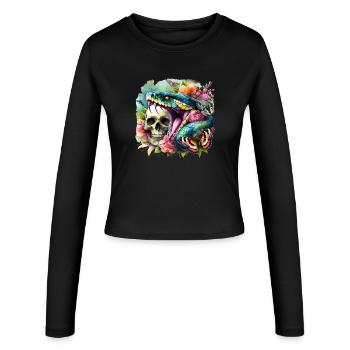 Serpent Crâne - Manches longues slim fit Femme - noir - Devant - AI Model Female 172 light (172cm)