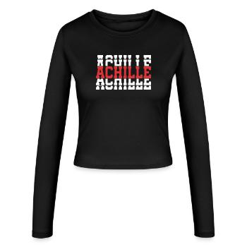t-shirt Achille t-shirt stacked text - Women's Slim Fit Longsleeve - black - Front - AI Model Female 172 light (172cm)