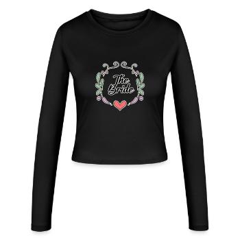 Dicton de mariée motif coeur - Manches longues slim fit Femme - noir - Devant - AI Model Female 172 light (172cm)