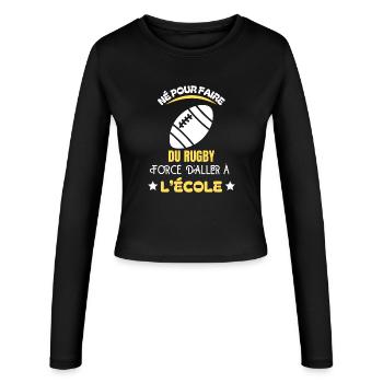 Born for school rugby - Women's Slim Fit Longsleeve - black - Front - AI Model Female 172 light (172cm)