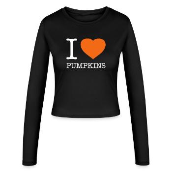 I LOVE PUMPKINS Kürbis Kürbisse - Women's Slim Fit Longsleeve - black - Front - AI Model Female 172 light (172cm)