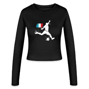 Fußball Spieler Explosion Frankreich EM 2024 - Frauen Slim Fit Langarmshirt - Schwarz - Vorne - AI Model Female 172 light (172cm)