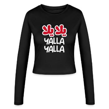 Yalla yalla (dark) - Women's Slim Fit Longsleeve - black - Front - AI Model Female 172 light (172cm)