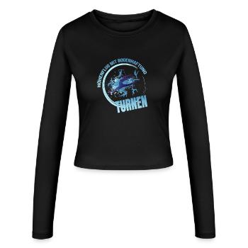Höhenflug mit Bodenhaftung - Turnen - Frauen Slim Fit Langarmshirt - Schwarz - Vorne - AI Model Female 172 light (172cm)