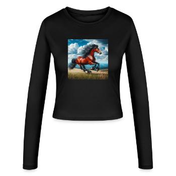 Cheval au galop - Manches longues slim fit Femme - noir - Devant - AI Model Female 172 light (172cm)