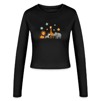 Animaux africains - Manches longues slim fit Femme - noir - Devant - AI Model Female 172 light (172cm)
