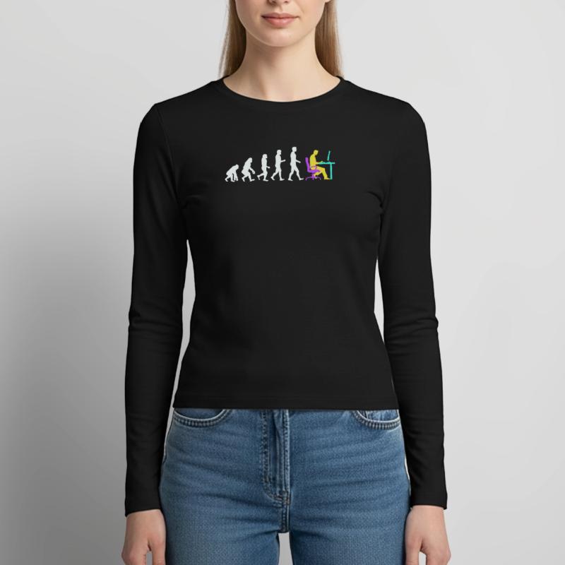 Developer Evolution Computerfreak Open Source Frauen Slim Fit Langarmshirt