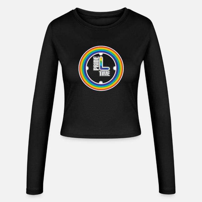 Rainbow Pride Ring Clock - Women's Slim Fit Longsleeve - black