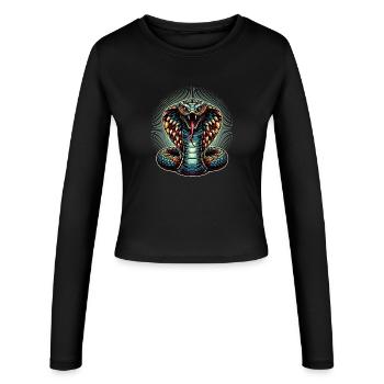 motif serpent Cobra dynamique et coloré - Manches longues slim fit Femme - noir - Devant - AI Model Female 172 light (172cm)