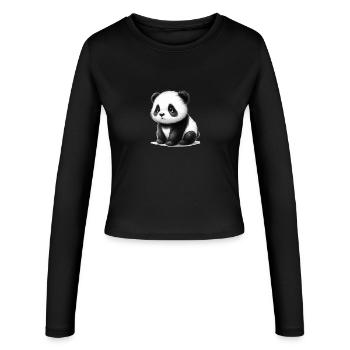 Adorable black and white panda sketch - Women's Slim Fit Longsleeve - black - Front - AI Model Female 172 light (172cm)