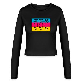 POISSON. SARDINE. POISSON D'AVRIL. MER. OCÉAN - Manches longues slim fit Femme - noir - Devant - AI Model Female 172 light (172cm)