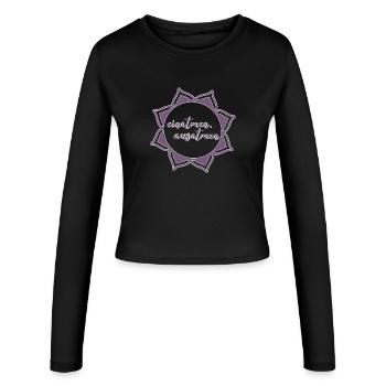 einatmen ausatmen Yoga Meditation Entspannung - Frauen Slim Fit Langarmshirt - Schwarz - Vorne - AI Model Female 172 light (172cm)
