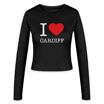 I LOVE CARDIFF - Frauen Slim Fit Langarmshirt - Schwarz - Vorne - AI Model Female 172 light (172cm)