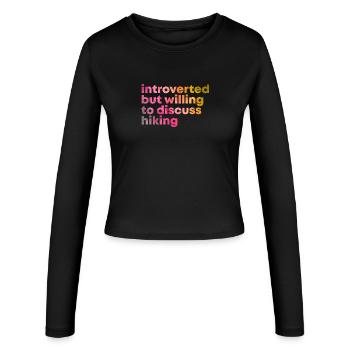 Wandern Wandern Wandern - Frauen Slim Fit Langarmshirt - Schwarz - Vorne - AI Model Female 172 light (172cm)