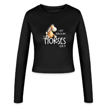 I Just Really Like Horses Pferde Cartoon Pferd - Frauen Slim Fit Langarmshirt - Schwarz - Vorne - AI Model Female 172 light (172cm)
