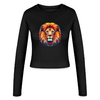 Lion - Manches longues slim fit Femme - noir - Devant - AI Model Female 172 light (172cm)