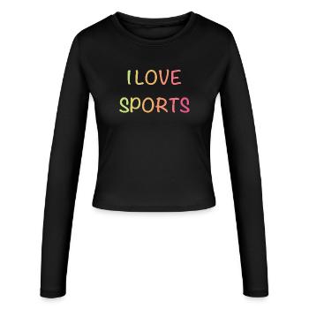 I Love Sports – Colorful Gradient Font - Women's Slim Fit Longsleeve - black - Front - AI Model Female 172 light (172cm)