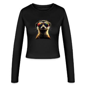 Lunettes de soleil suricate coloré mignon suricate - Manches longues slim fit Femme - noir - Devant - AI Model Female 172 light (172cm)