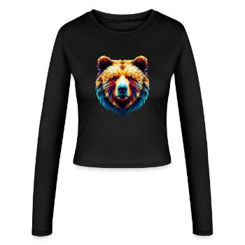 Polygonaler Bär - Frauen Slim Fit Langarmshirt - Schwarz - Vorne - AI Model Female 172 light (172cm)