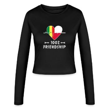 100 % amitié entre le Sénégal et la Pologne - Manches longues slim fit Femme - noir - Devant - AI Model Female 172 light (172cm)