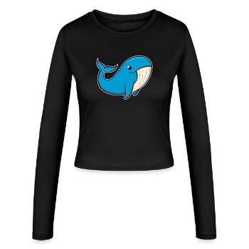 Cheerful image of a blue whale - Women's Slim Fit Longsleeve - black - Front - AI Model Female 172 light (172cm)