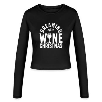 Weinträume zu Weihnachten - Frauen Slim Fit Langarmshirt - Schwarz - Vorne - AI Model Female 172 light (172cm)