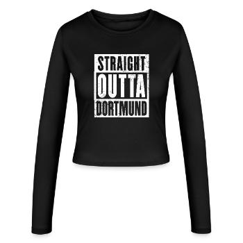Dortmund, Ruhrgebiet, Ruhrpott, echter Dortmunder - Frauen Slim Fit Langarmshirt - Schwarz - Vorne - AI Model Female 172 light (172cm)