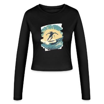 Surfer - Frauen Slim Fit Langarmshirt - Schwarz - Vorne - AI Model Female 172 light (172cm)