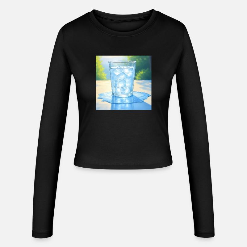 Ein Eis in der Sonne - Frauen Slim Fit Langarmshirt - Schwarz