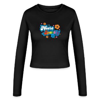 Neuro Sparkly Blume Regenbogen Typografie - Frauen Slim Fit Langarmshirt - Schwarz - Vorne - AI Model Female 172 light (172cm)