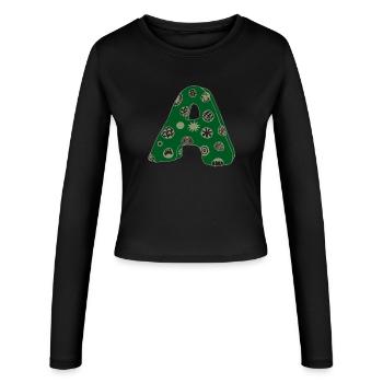 Lettre A avec caractère en vert - Manches longues slim fit Femme - noir - Devant - AI Model Female 172 light (172cm)