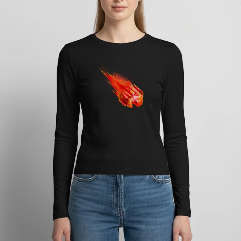 Astéroïde lumineux avec queue de feu - Conception de puissance Manches longues slim fit Femme