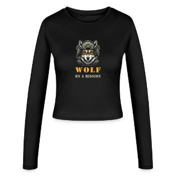 Loup en mission - Manches longues slim fit Femme - noir - Devant - AI Model Female 172 light (172cm)