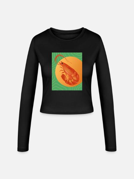 Maximalist Shrimp - Frauen Slim Fit Langarmshirt - Schwarz