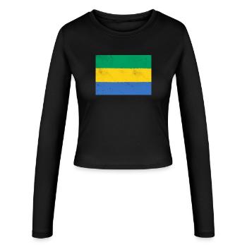 Drapeau du Gabon – Couleurs de l’Afrique - Manches longues slim fit Femme - noir - Devant - AI Model Female 172 light (172cm)